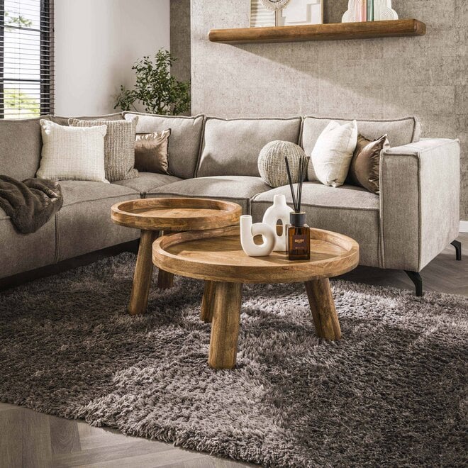 Salontafel Tripod set van 2 / Massief mango zand