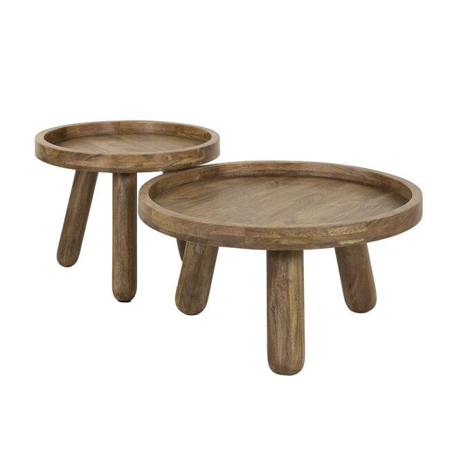 Salontafel Tripod set van 2 / Massief mango zand