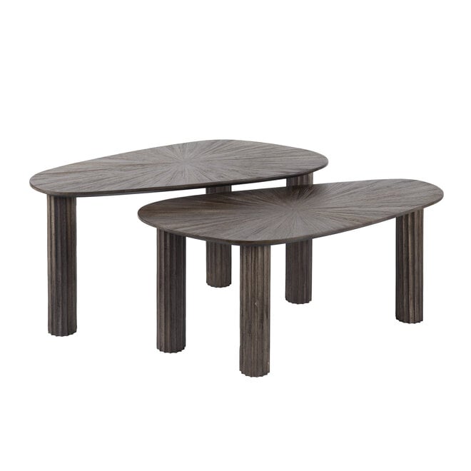 Salontafel Maya Teak organisch set van 2 / Massief teak espresso