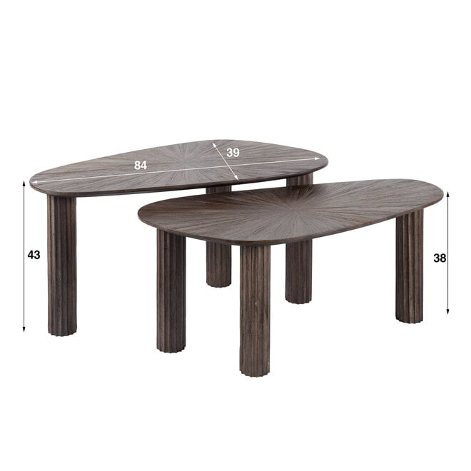 Salontafel Maya Teak organisch set van 2 / Massief teak espresso