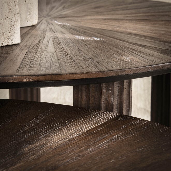 Salontafel Maya Teak driehoekig set van 2 / Massief teak espresso