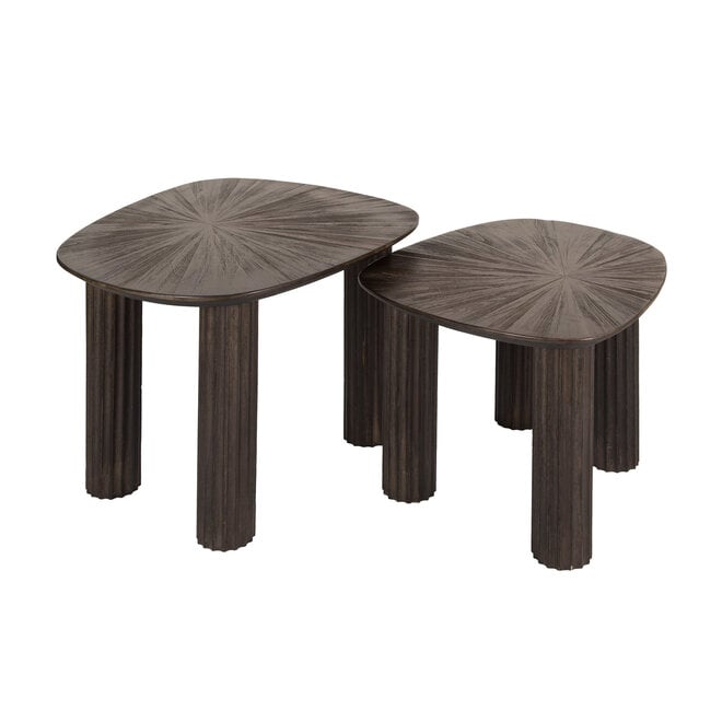 Salontafel Maya Teak vierhoekig set van 2 / Massief teak espresso