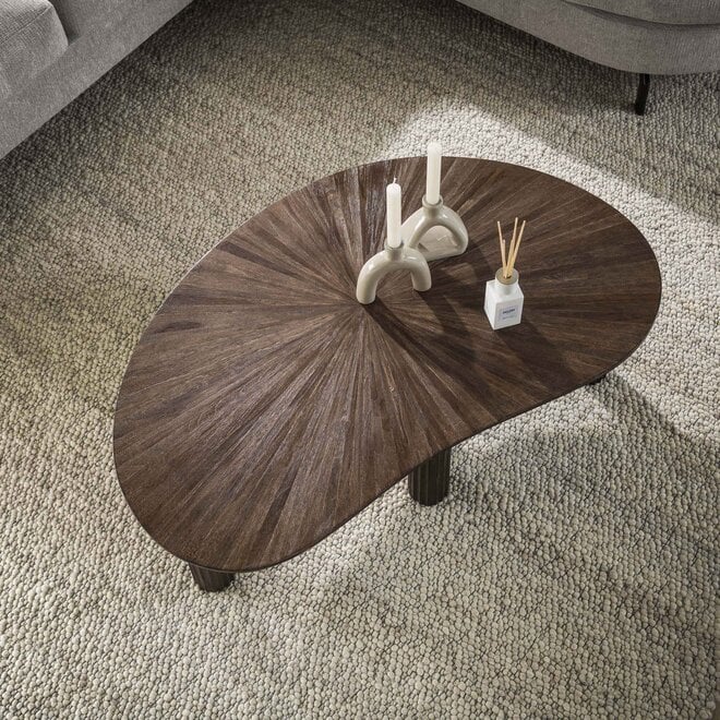 Salontafel Maya Teak niervormig 110cm / Massief teak espresso