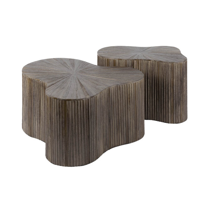 Salontafel Maya Teak shamrock set van 2 / Massief teak espresso