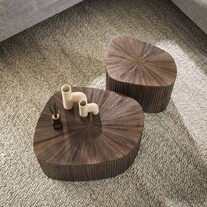 Salontafel Maya Teak vierhoekig set van 2 / Massief teak espresso