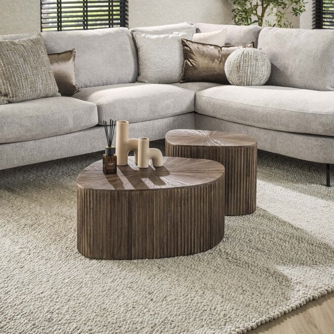 Salontafel Maya Teak vierhoekig set van 2 / Massief teak espresso