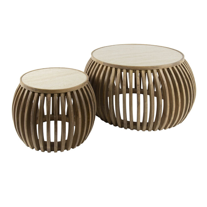 Salontafel Nuovo Curve set van 2 / Massief mango zand