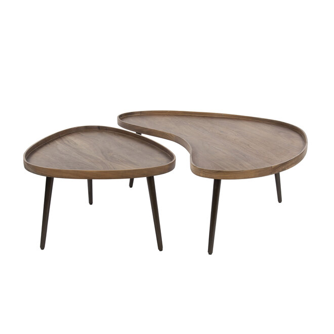 Salontafel Carve organisch set van 2 / Massief acacia bruin