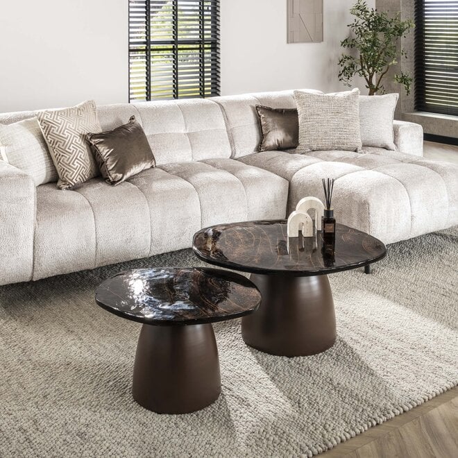 Salontafel Eclipse set van 2 / Antiek koper