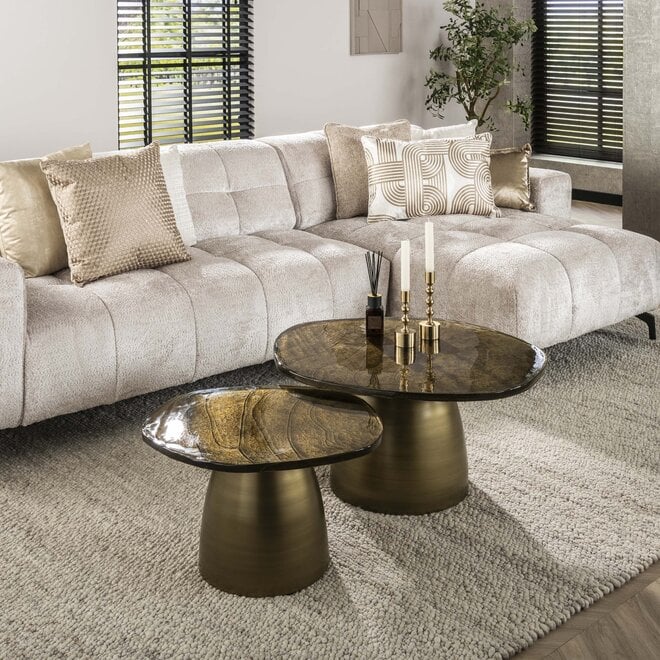Salontafel Eclipse set van 2 / Antiek goud