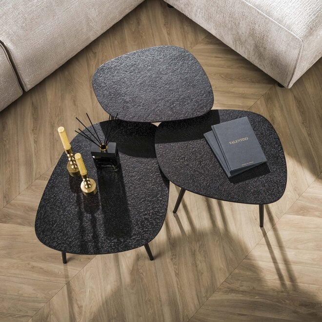Salontafel Metallic vierhoekig set van 3 / Grijs