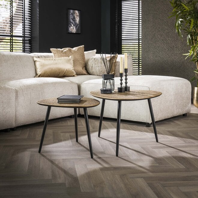 Salontafel Metallic driehoekig set van 2 / Antiek brons