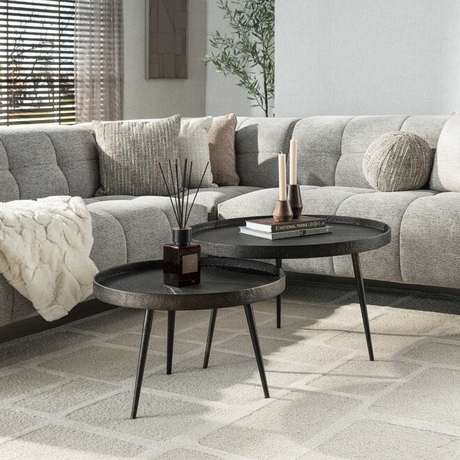Salontafel Metallic rond set van 2 / Grijs