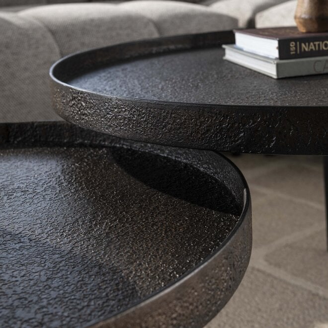 Salontafel Metallic rond set van 2 / Grijs