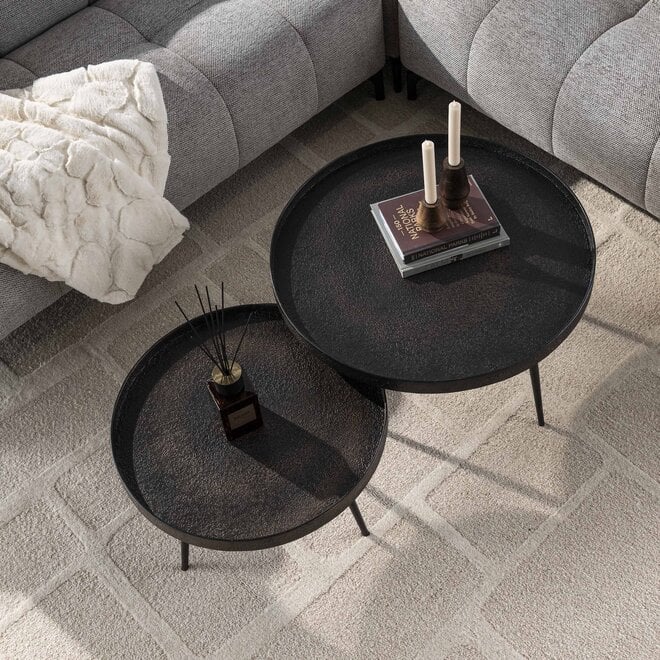 Salontafel Metallic rond set van 2 / Grijs