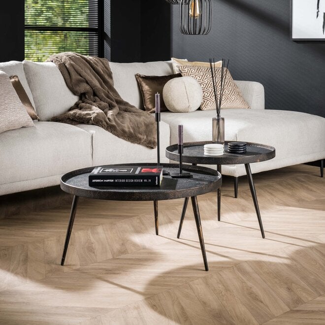 Salontafel Metallic rond set van 2 / Grijs