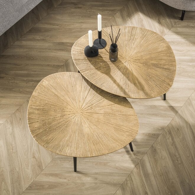 Salontafel Ray organisch set van 2 / Ray antiek goud