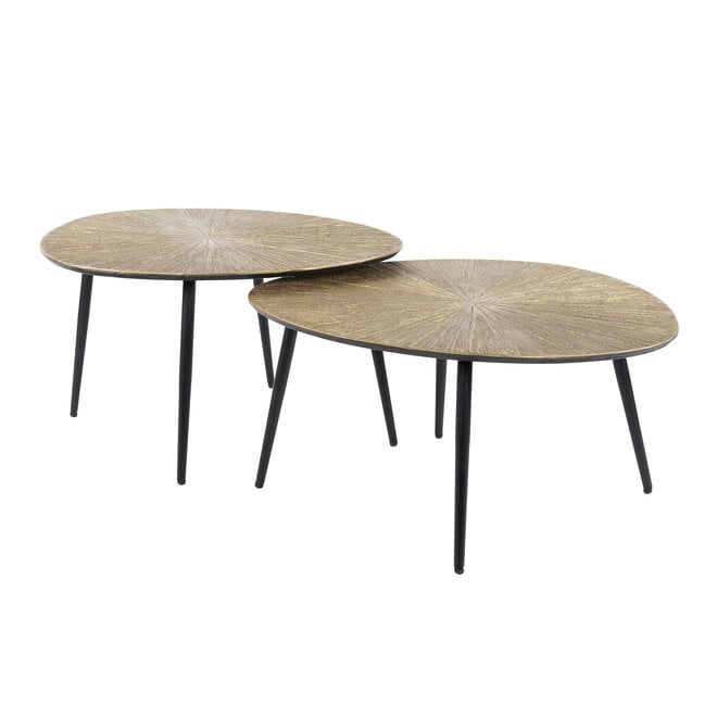 Salontafel Ray organisch set van 2 / Ray antiek goud