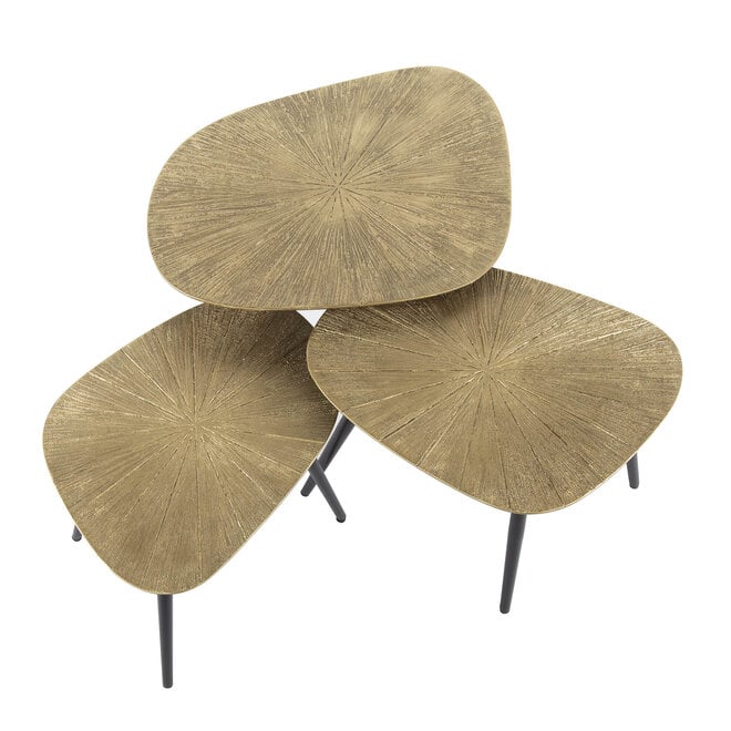 Salontafel Ray vierhoekig set van 3 / Ray antiek goud
