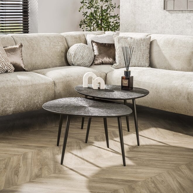 Salontafel Brown Ray leaf set van 2 / Donkerbruin brons