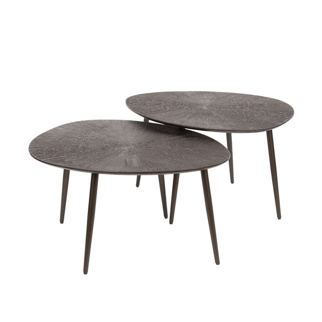 Salontafel Brown Ray leaf set van 2 / Donkerbruin brons