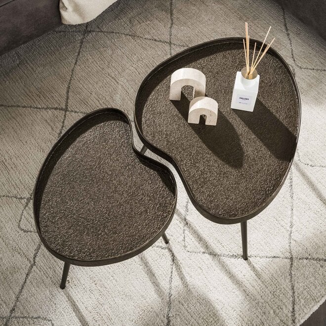 Salontafel Contour niervormig set van 2 / Brons liquid metal