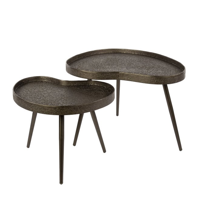 Salontafel Contour niervormig set van 2 / Brons liquid metal