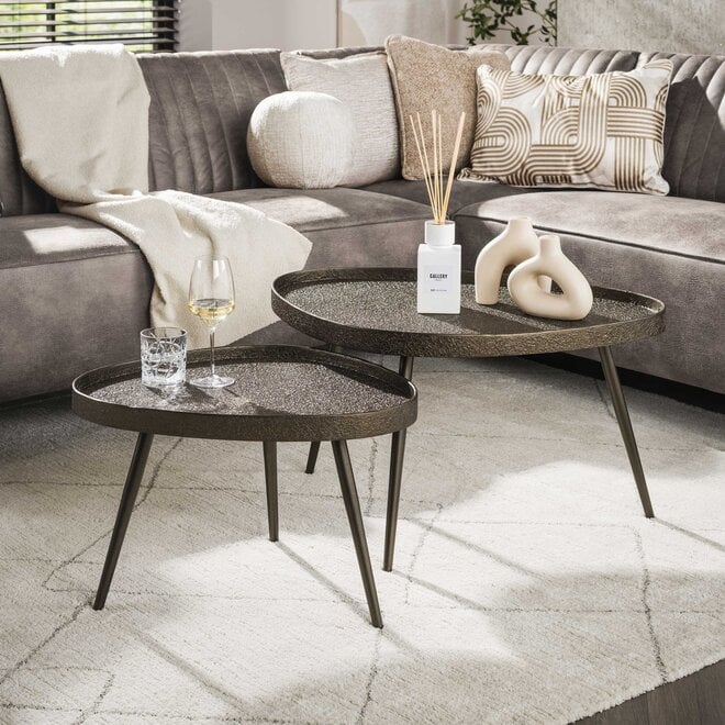 Salontafel Contour driehoekig set van 2 / Brons liquid metal