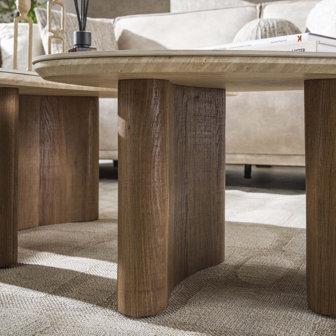 Salontafel Romano organisch set van 2 / Keramiek travertin