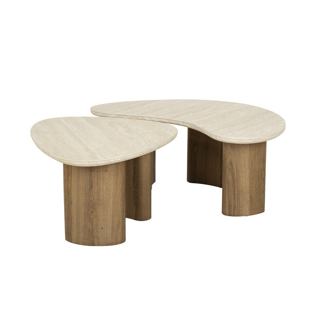 Salontafel Romano organisch set van 2 / Keramiek travertin