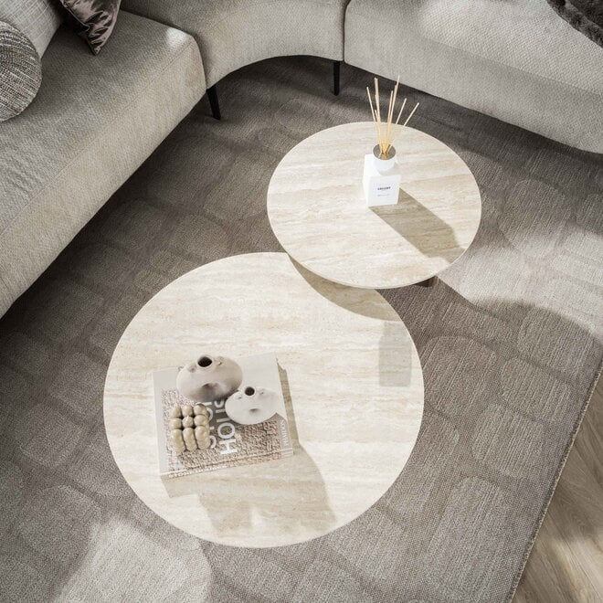 Salontafel Romano rond set van 2 / Keramiek travertin
