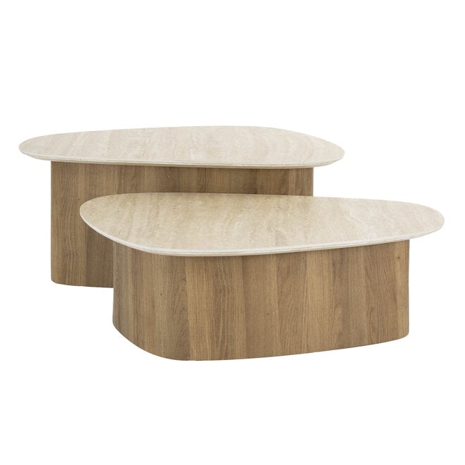 Salontafel Romano driehoekig set van 2 / Keramiek travertin