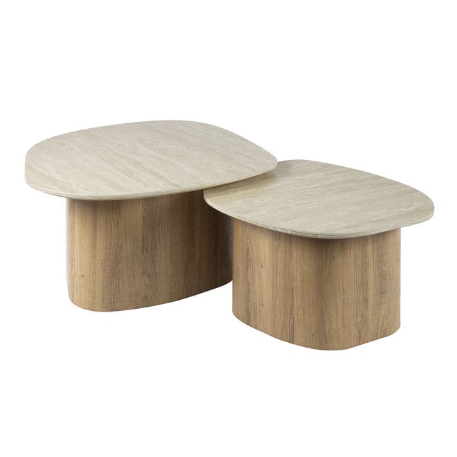 Salontafel Romano kiezel set van 2 / Keramiek travertin