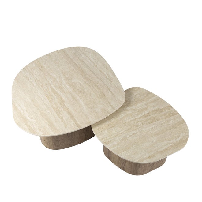 Salontafel Romano kiezel set van 2 / Keramiek travertin