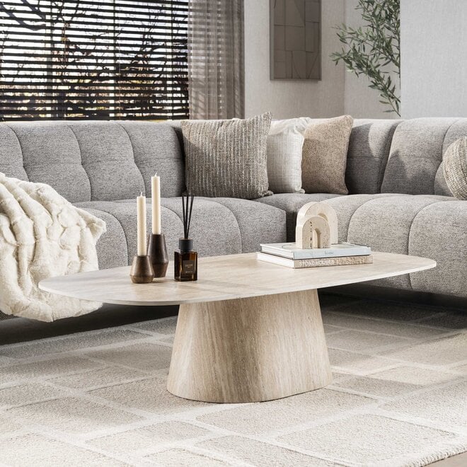 Salontafel Centro 135cm / Keramiek travertin