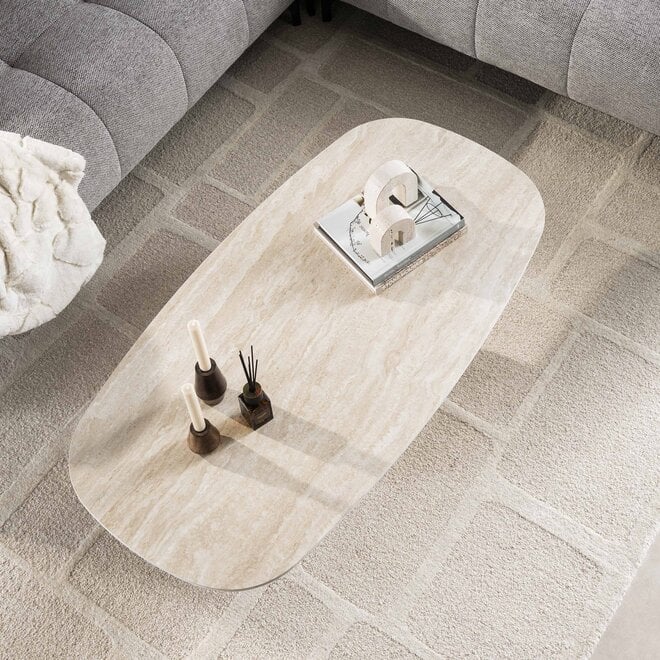 Salontafel Centro 135cm / Keramiek travertin