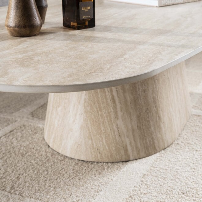 Salontafel Centro 135cm / Keramiek travertin