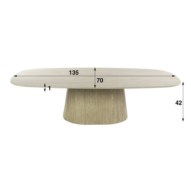 Salontafel Centro 135cm / Keramiek travertin