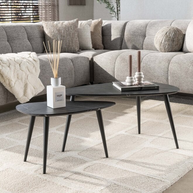 Salontafel Onyx peervormig set van 2 / 3D melamine graphite