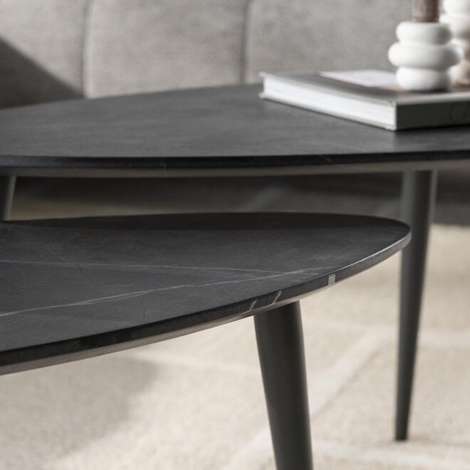 Salontafel Onyx peervormig set van 2 / 3D melamine graphite