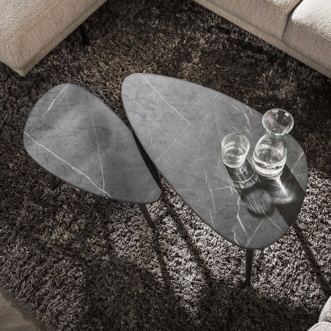 Salontafel Onyx peervormig set van 2 / 3D melamine graphite