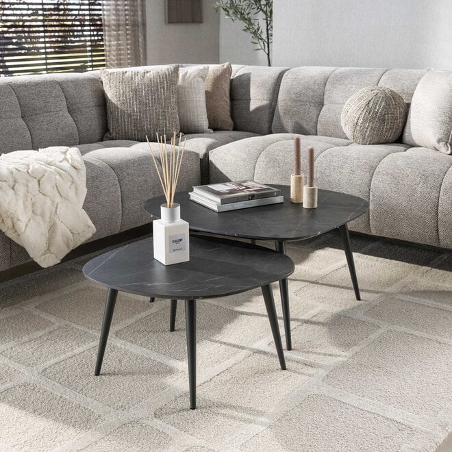 Salontafel Onyx rock set van 2 / 3D melamine graphite