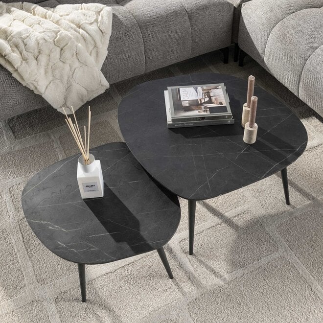 Salontafel Onyx rock set van 2 / 3D melamine graphite