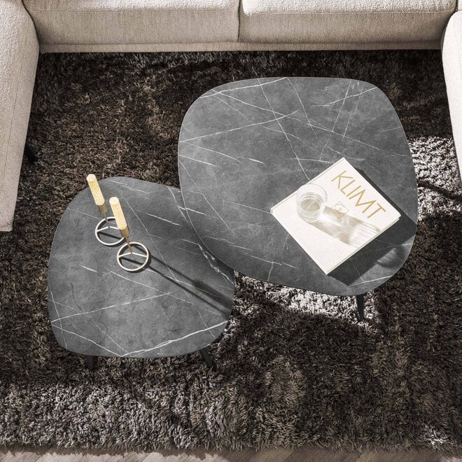 Salontafel Onyx rock set van 2 / 3D melamine graphite