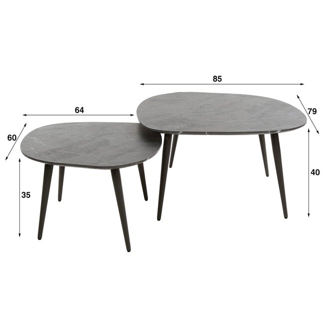 Salontafel Onyx rock set van 2 / 3D melamine graphite