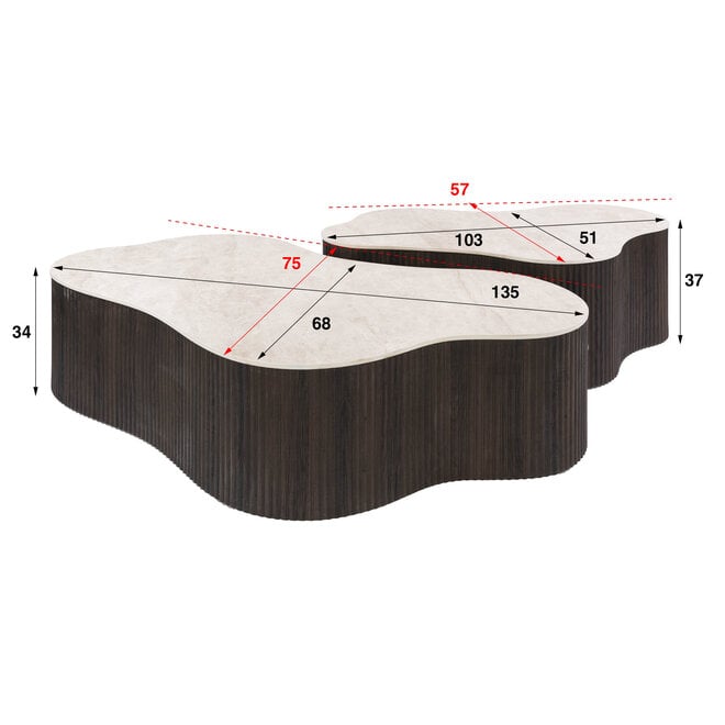 Salontafel Ceramo grande set van 2 / 3D keramiek Taj Mahal