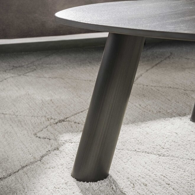 Salontafel Twin log set van 2 / 3D keramiek travertin zwart/grijs