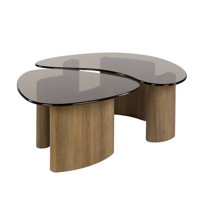 Salontafel Tinto organisch set van 2 / Brons glas