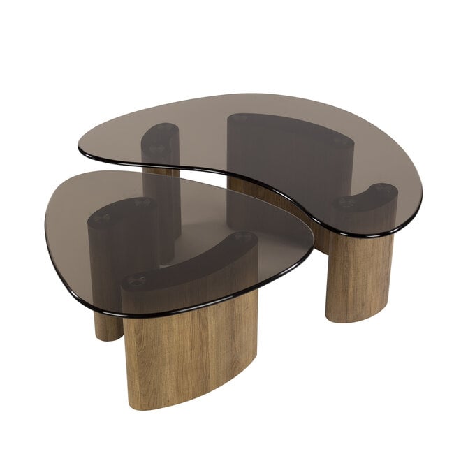 Salontafel Tinto organisch set van 2 / Brons glas