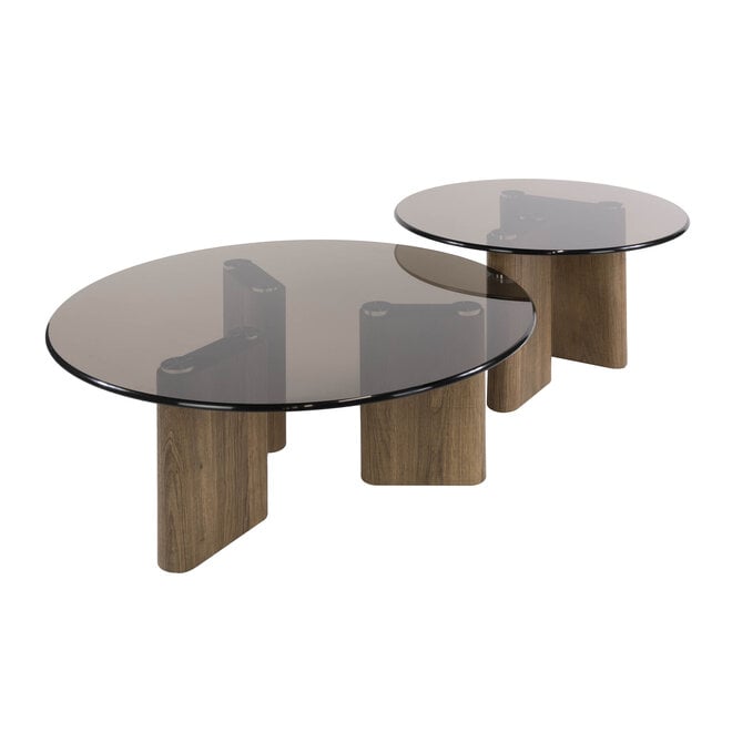 Salontafel Tinto rond set van 2 / Brons glas